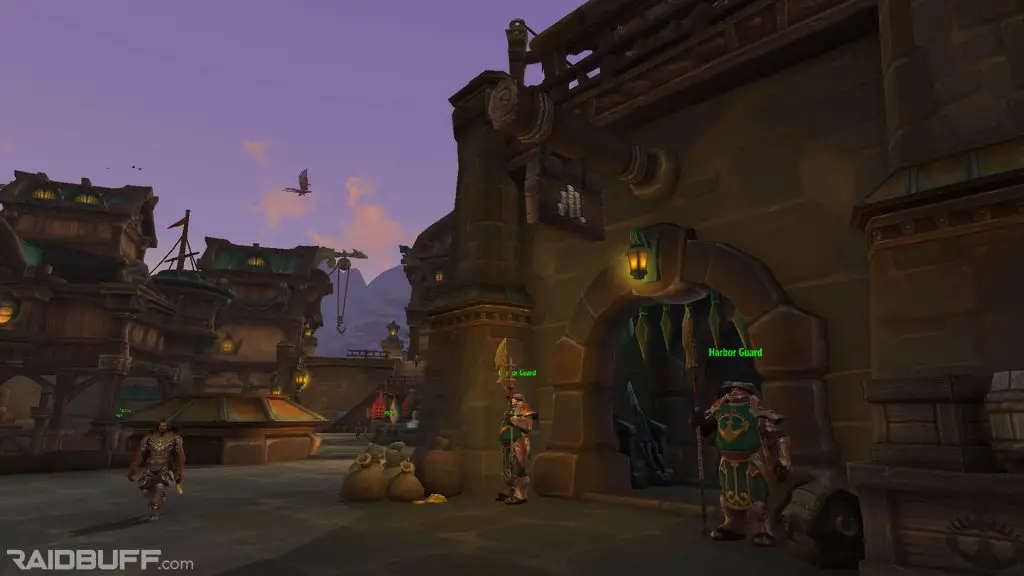 A screenshot of the outside of the bank in Boralus