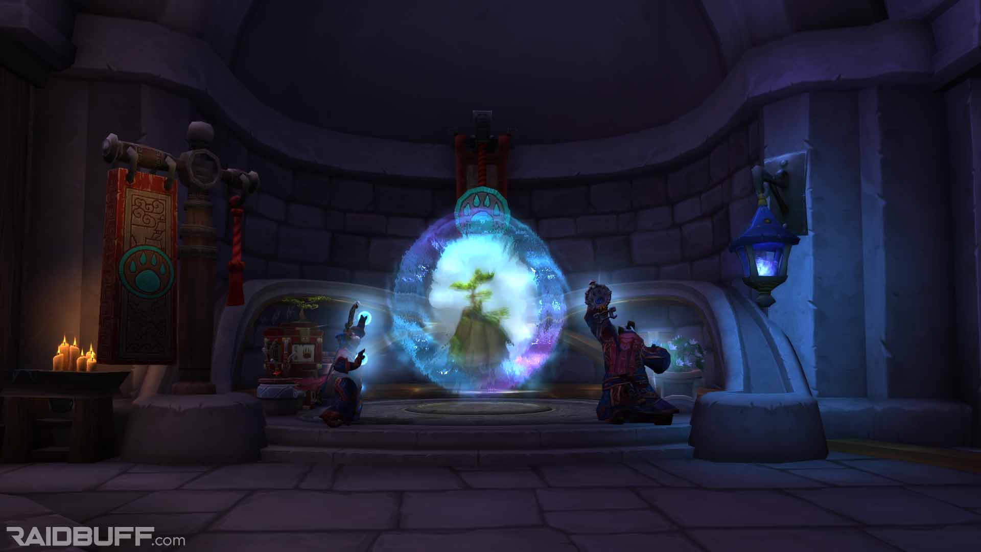 The Portal in Stormwind within the Wizard's Sanctumto Paw'don Village in the Jade Forest of Pandaria