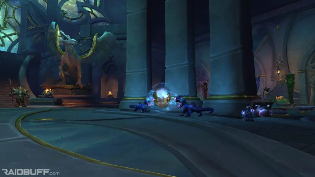 An image of the portal to Stormwind within the Seat of the Aspects in Valdrakken