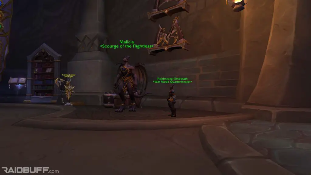 An image of the War Mode Quartermaster in the Gladiator's Refuge in Valdrakken